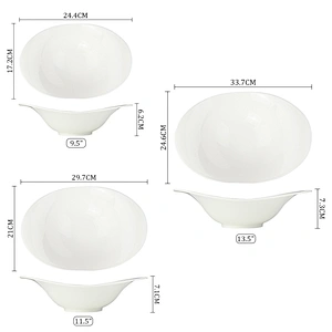 Wholesale 475ml 750ml 1000ml Egg-Shaped Ceramic Porcelain Fruit Soup Mixing Salad Cereal Ceramic Bowl