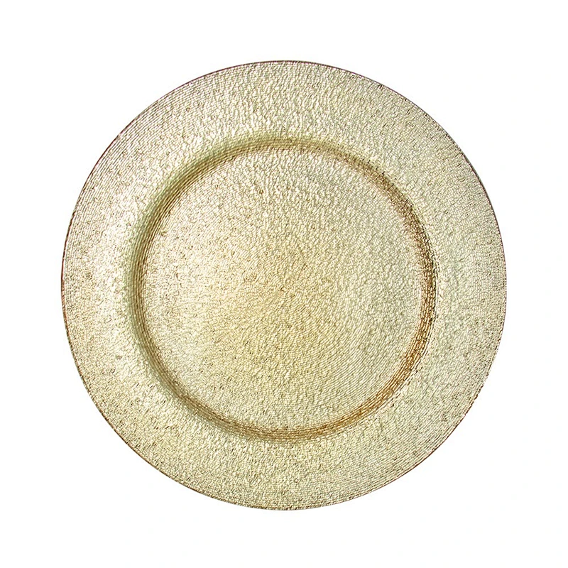 High Quality Wedding Elegant Fancy Antique Gold Charger Plate Glass
