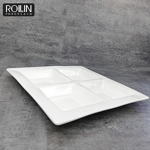 durable porcelain four sections divided plate for Hotel and restaurant