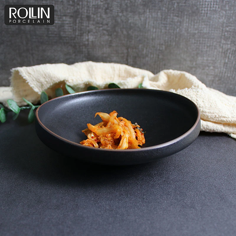 Black Porcelain Dessert Noodle Soup Bowl for Restaurant