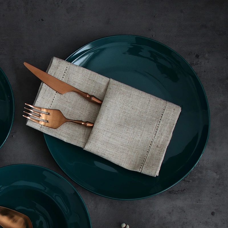 Factory direct wholesale hotel Green nordic dish ceramic dinner plate set,restaurant ecofriendly porcelain dishes plates