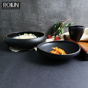 Black Porcelain Dessert Noodle Soup Bowl for Restaurant