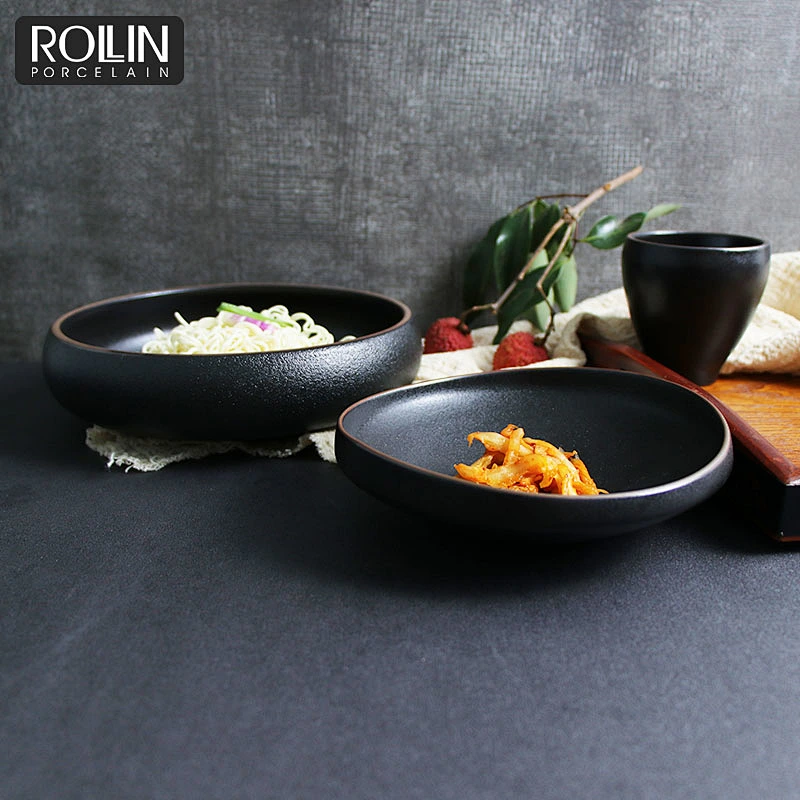 Black Porcelain Dessert Noodle Soup Bowl for Restaurant