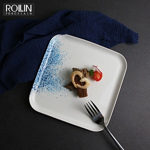 Blue Design Banquet Hall  Tableware Dinner Set Nordic Sea Tableware  Restaurant Porcelain Dinner Set