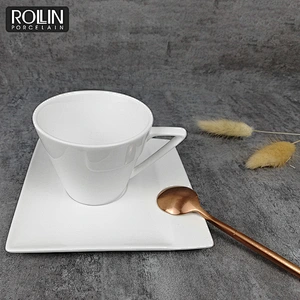 porcelain wholesale high quality coffee cup with square saucer