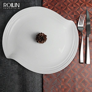 Leaf shape dinner plate, new design porcelain plates