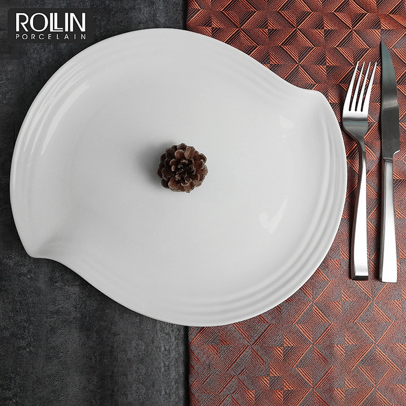 Leaf shape dinner plate, new design porcelain plates