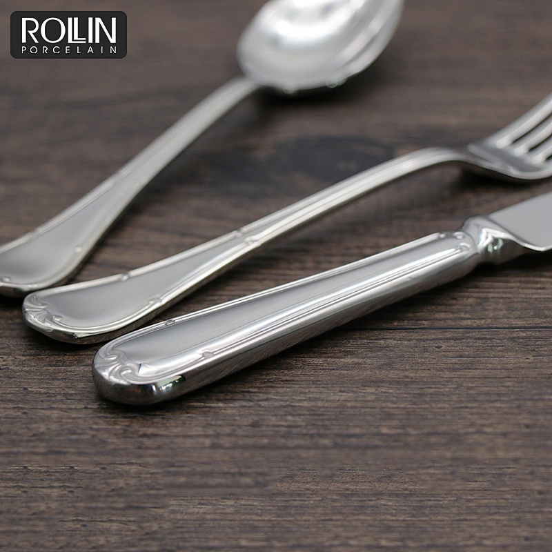 Restaurant Cheap Silver Flatware Set Dinner Spoons Forks and Knife Stainless Steel Cutlery