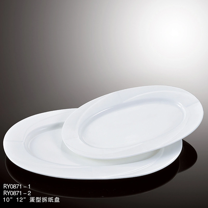 Wholesale high quality hot sale safe ceramic porcelain oval dinner plates white