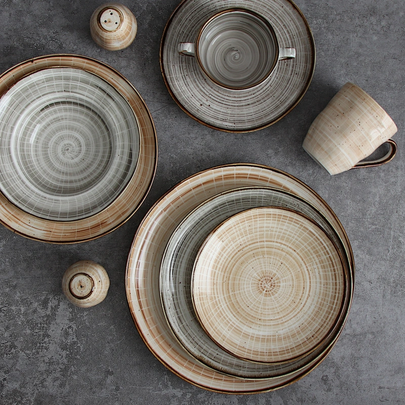 Western Annual Ring 12 piece ceramic dinner plates bowls porcelain tableware dining set