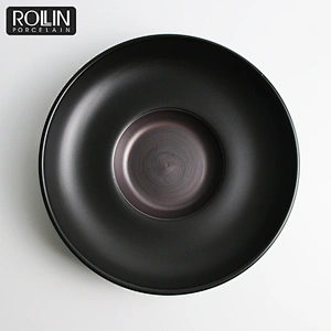Porcelain Black Color Porcelain Soup/Pasta Plate for Hotel and Restaurant