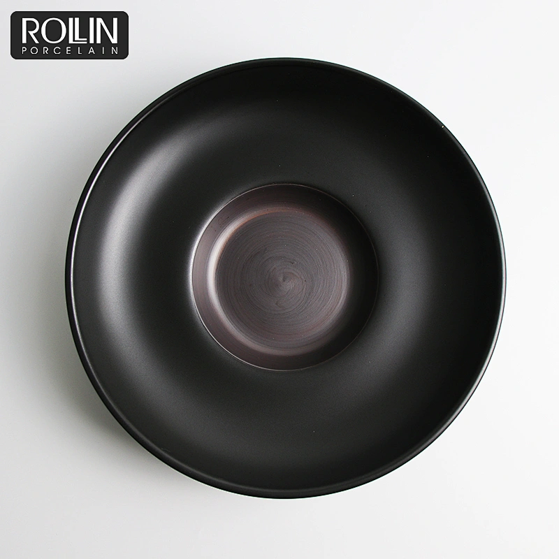 Porcelain Black Color Porcelain Soup/Pasta Plate for Hotel and Restaurant