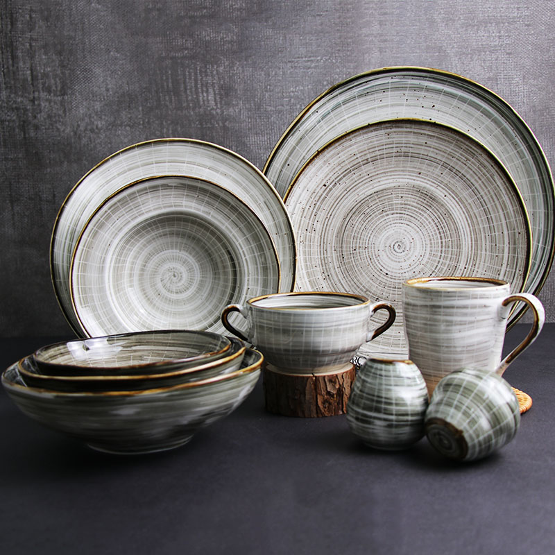 Western Annual Ring 12 piece ceramic dinner plates bowls porcelain tableware dining set