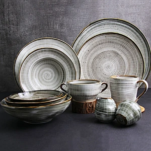 Western Annual Ring 12 piece ceramic dinner plates bowls porcelain tableware dining set