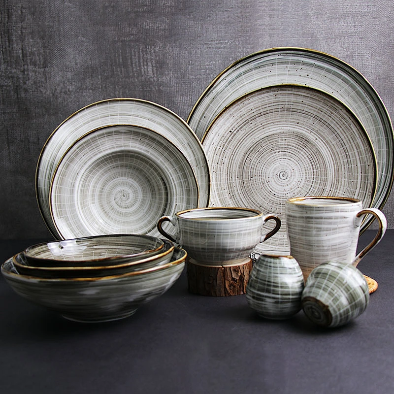 Western Annual Ring 12 piece ceramic dinner plates bowls porcelain tableware dining set