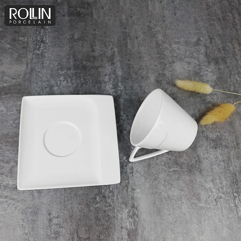 porcelain wholesale high quality coffee cup with square saucer