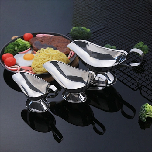 Western Restaurant Usage Stainless Steel Gravy Sauce Boat Serving Jug Thermal Sauce Container