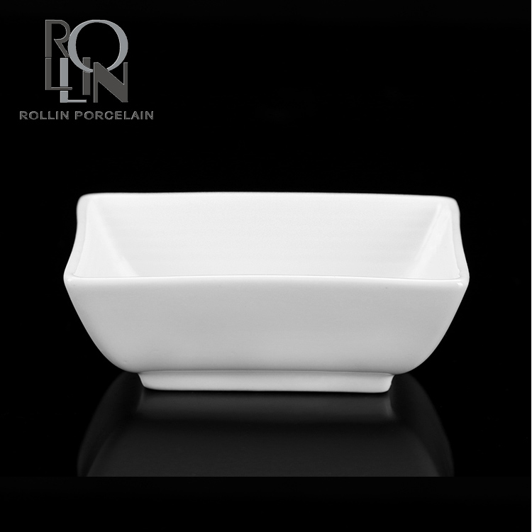 Hotel and restaurant used buffet hot pot accessories dishes white ceramic porcelain rectangle mustard sauce dish