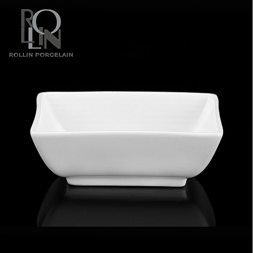 Hotel and restaurant used buffet hot pot accessories dishes white ceramic porcelain rectangle mustard sauce dish