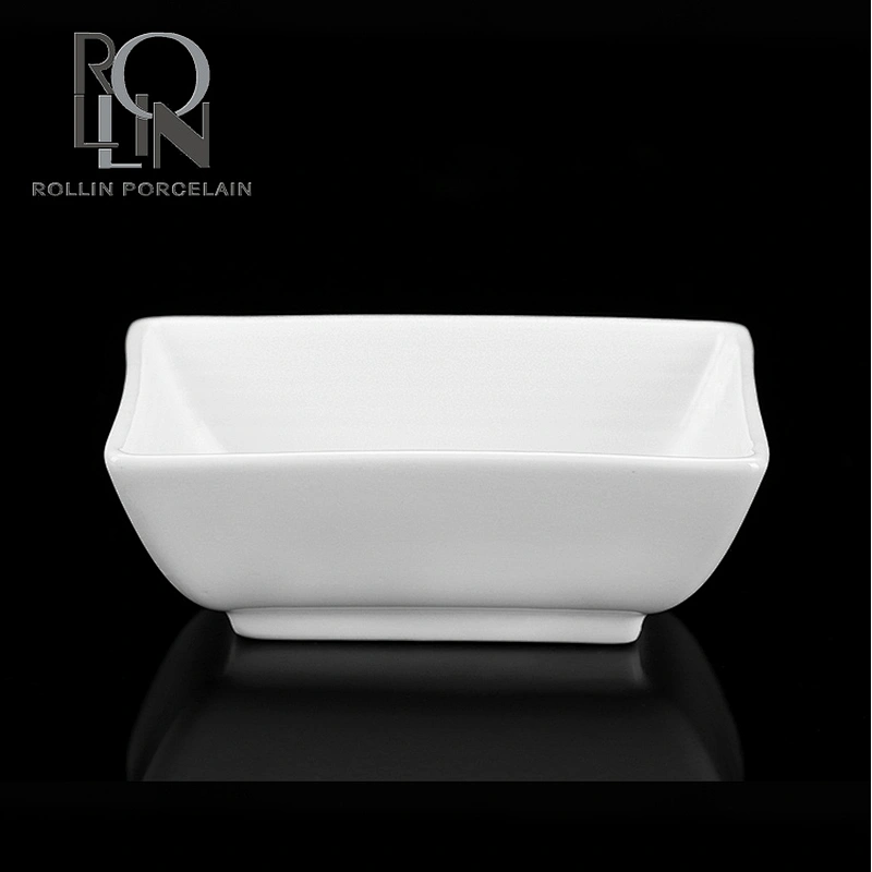 Hotel and restaurant used buffet hot pot accessories dishes white ceramic porcelain rectangle mustard sauce dish