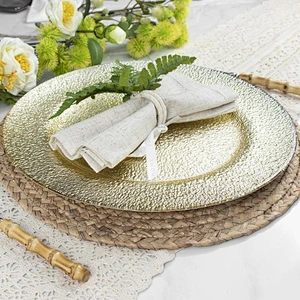 High Quality Wedding Elegant Fancy Antique Gold Charger Plate Glass