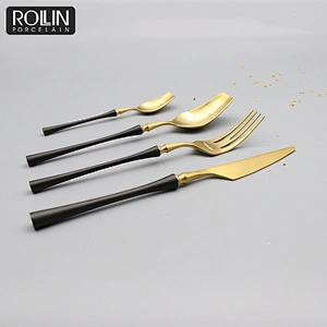 Hot Selling Black and Gold Color Cutlery for Hotel and Restaurant