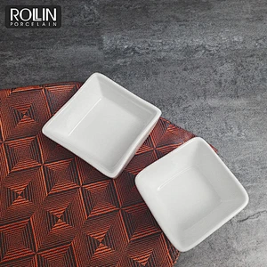 wholesale white custom porcelain ceramic dessert plate small deep square sauce dish