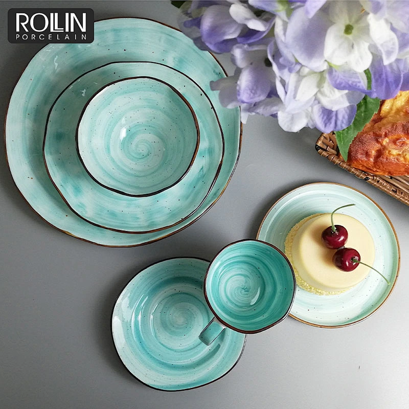 Blue dinner plates and bowl decal porcelain crackled glazed plates,wedding tableware*