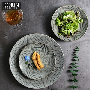 Kiln gray Porcelain Side Plates Dinner Plates for Hotel and Restaurants