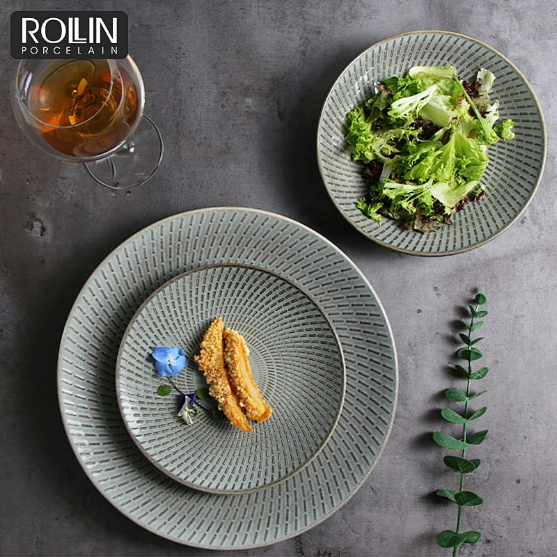 Kiln gray Porcelain Side Plates Dinner Plates for Hotel and Restaurants