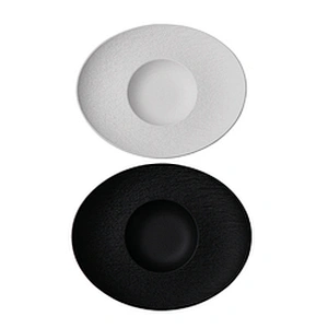 High temperature matte black white ceramic porcelain dinner plates soup plate dishes for tableware