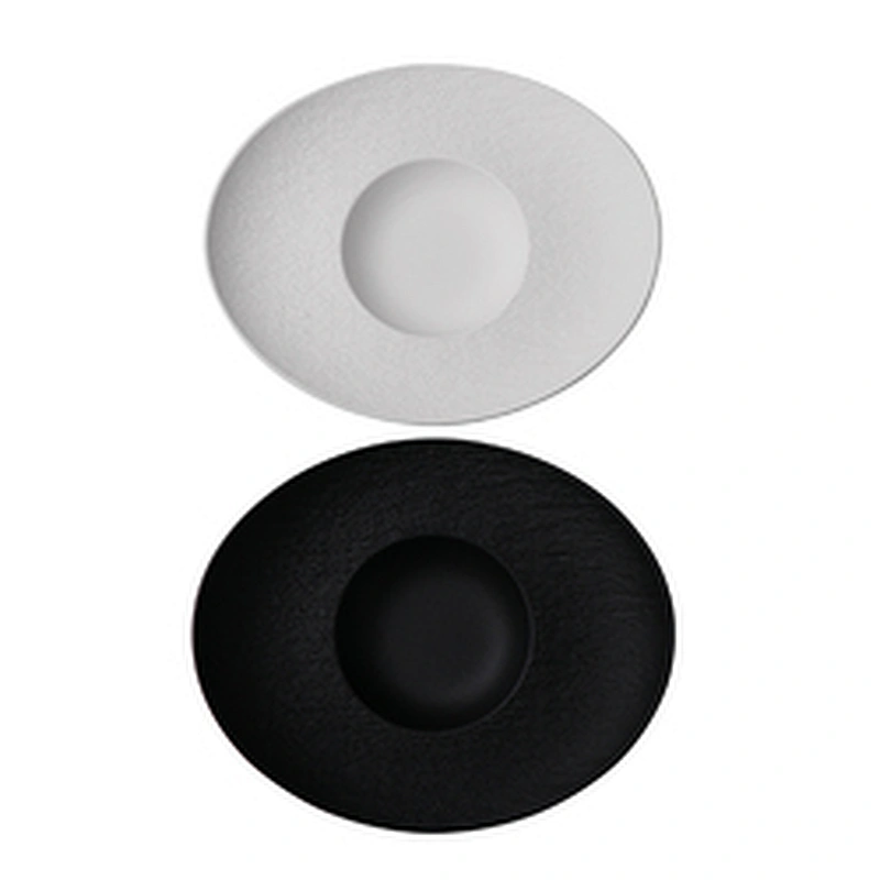 High temperature matte black white ceramic porcelain dinner plates soup plate dishes for tableware