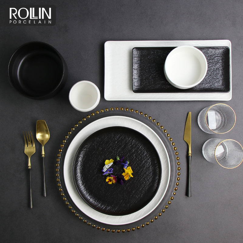 Guangzhou New Product Porcelain Colored Chinaware  Dinner set for Hotel and Restaurant