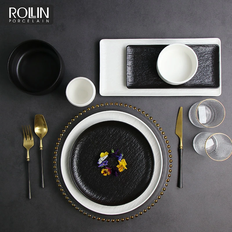 Guangzhou New Product Porcelain Colored Chinaware  Dinner set for Hotel and Restaurant