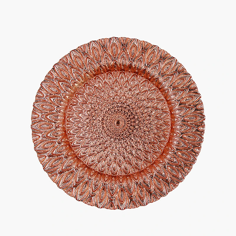 Wholesale fancy design wedding charger plates party fashion dinning tableware glass plates for reception event
