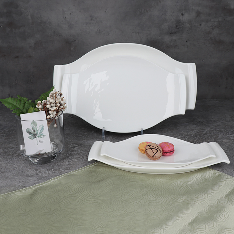Restaurant white serving plate tray luxury hote plate dessert serving plate
