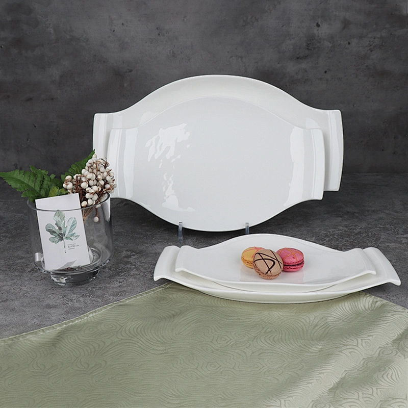 Restaurant white serving plate tray luxury hote plate dessert serving plate