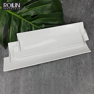 new design wedding banquet flat sushi bread  plate rectangle white ceramic coating  plates