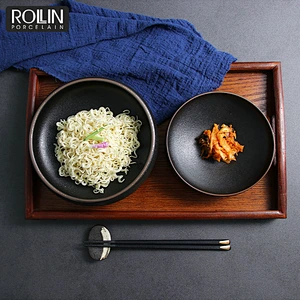 Black Porcelain Dessert Noodle Soup Bowl for Restaurant