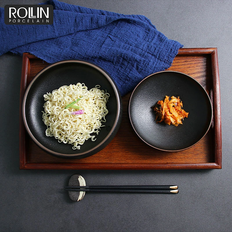 Black Porcelain Dessert Noodle Soup Bowl for Restaurant