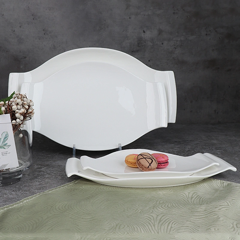 Restaurant white serving plate tray luxury hote plate dessert serving plate