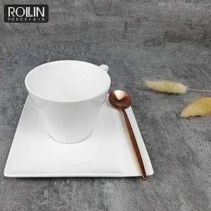 porcelain wholesale high quality coffee cup with square saucer