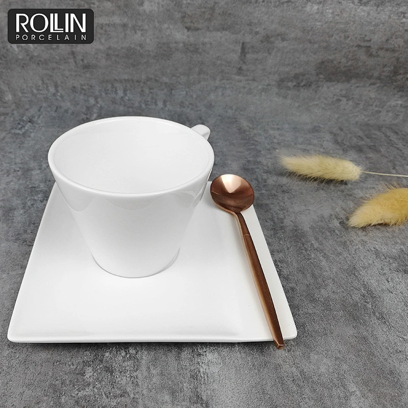 porcelain wholesale high quality coffee cup with square saucer