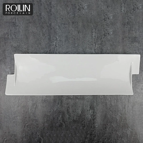 new design wedding banquet flat sushi bread  plate rectangle white ceramic coating  plates