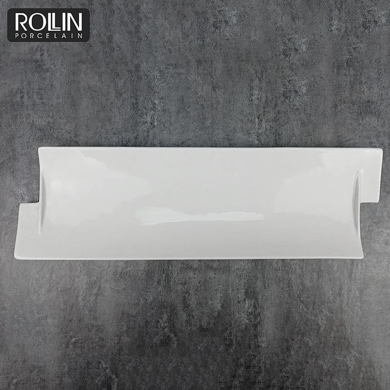 new design wedding banquet flat sushi bread  plate rectangle white ceramic coating  plates