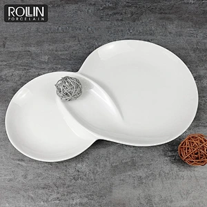 High quality 8  shape unique design custom hotel display plate serviceable porcelain  plates