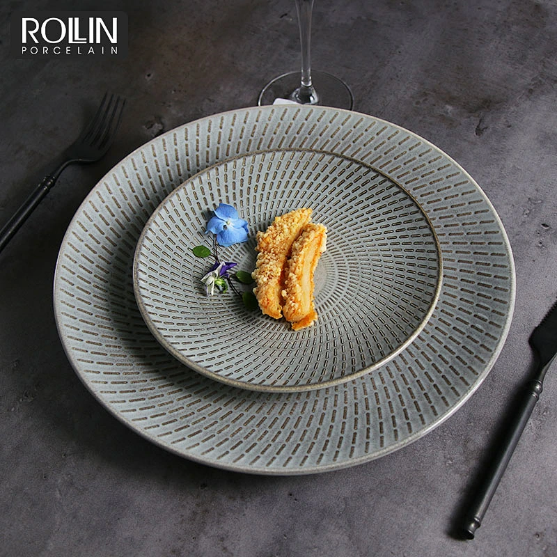 Kiln gray Porcelain Side Plates Dinner Plates for Hotel and Restaurants