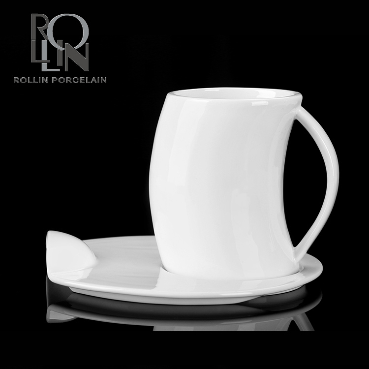 Wholesale factory price custom design elegant white ceramic cup with saucer