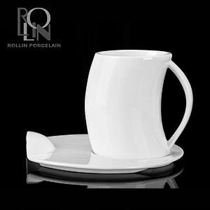 Wholesale factory price custom design elegant white ceramic cup with saucer