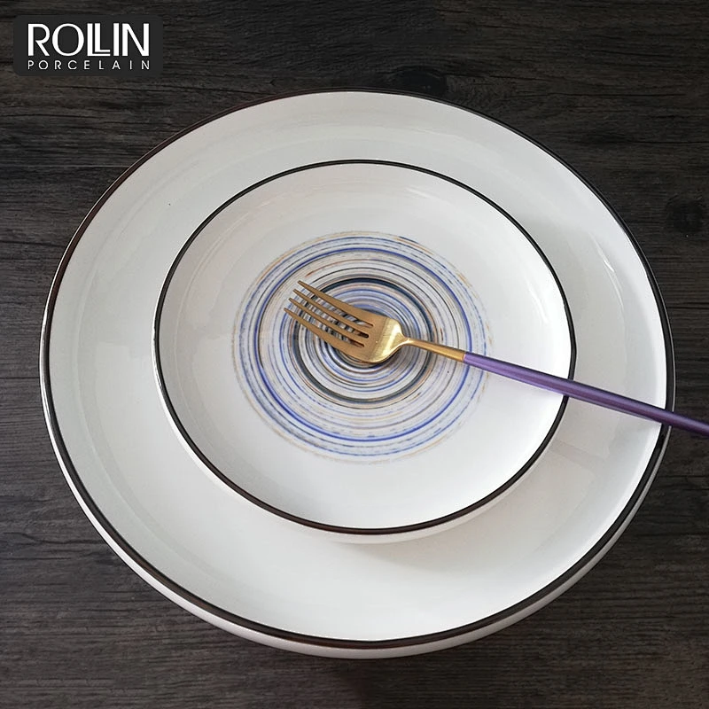 China Porcelain Tableware Round Ceramic Dinnerware Modern Plates